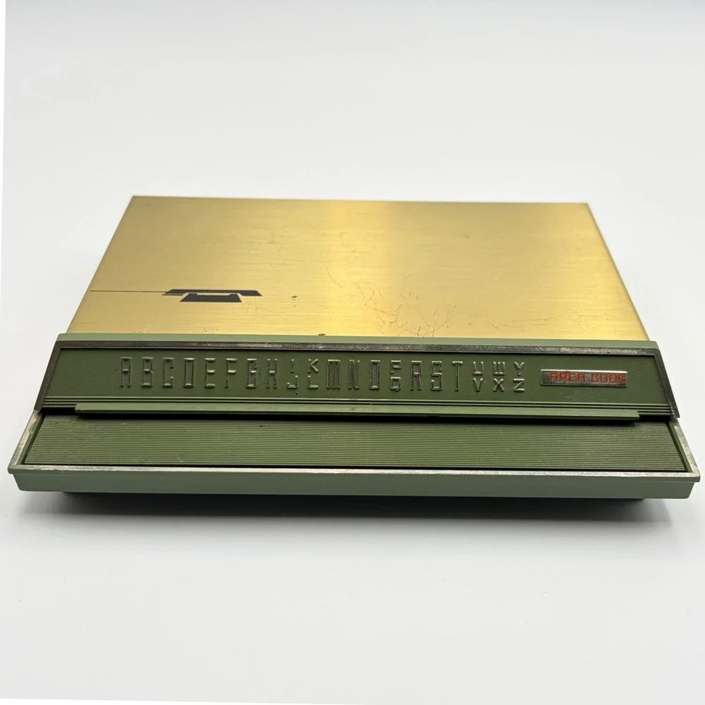 Vintage‎ Park Sherman Telephone Index Pop Up Address Book Gold Avocado Green MCM